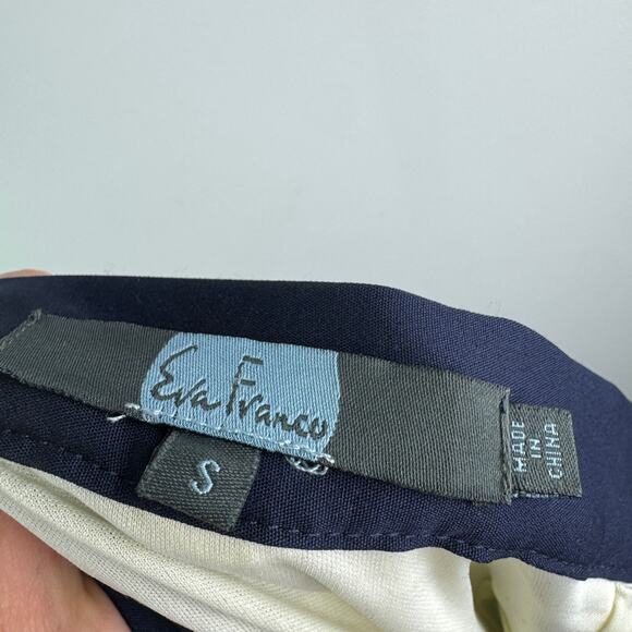 Anthropologie Eva Franco Navy Blue White Midi Skirt Crochet Striped Size Small S - Picture 5 of 6